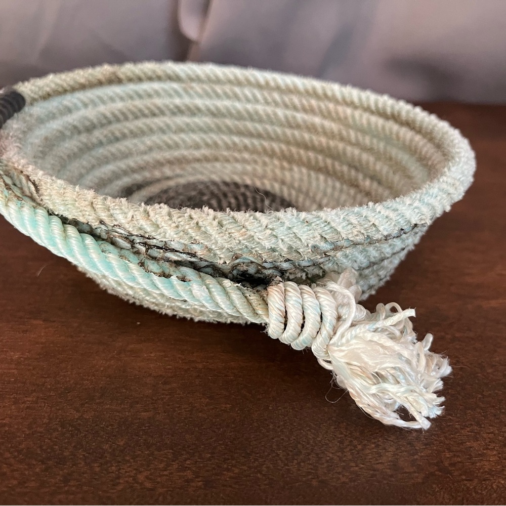 Handcrafted Rope Bowl in Mint and White